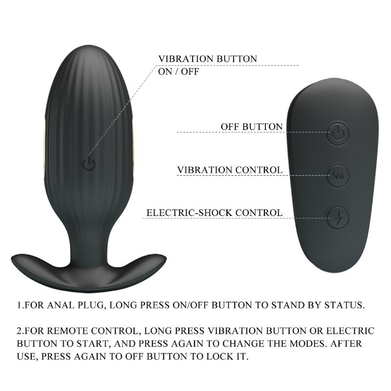 PRETTY LOVE - KELLY PLUG ANAL RECHARGEABLE VIBRATOR BLACK - 7