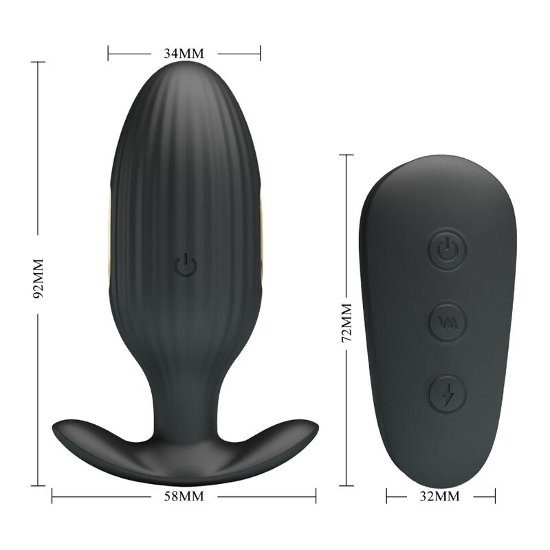 PRETTY LOVE - KELLY PLUG ANAL RECHARGEABLE VIBRATOR BLACK - 6