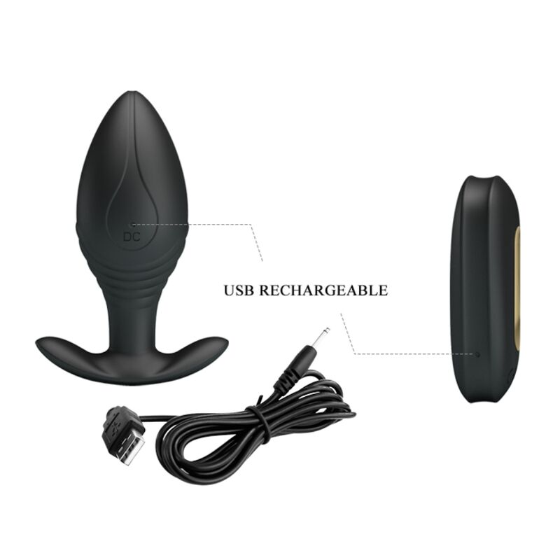 PRETTY LOVE - REGINA ANAL PLUG RECHARGEABLE VIBRATOR BLACK - 3