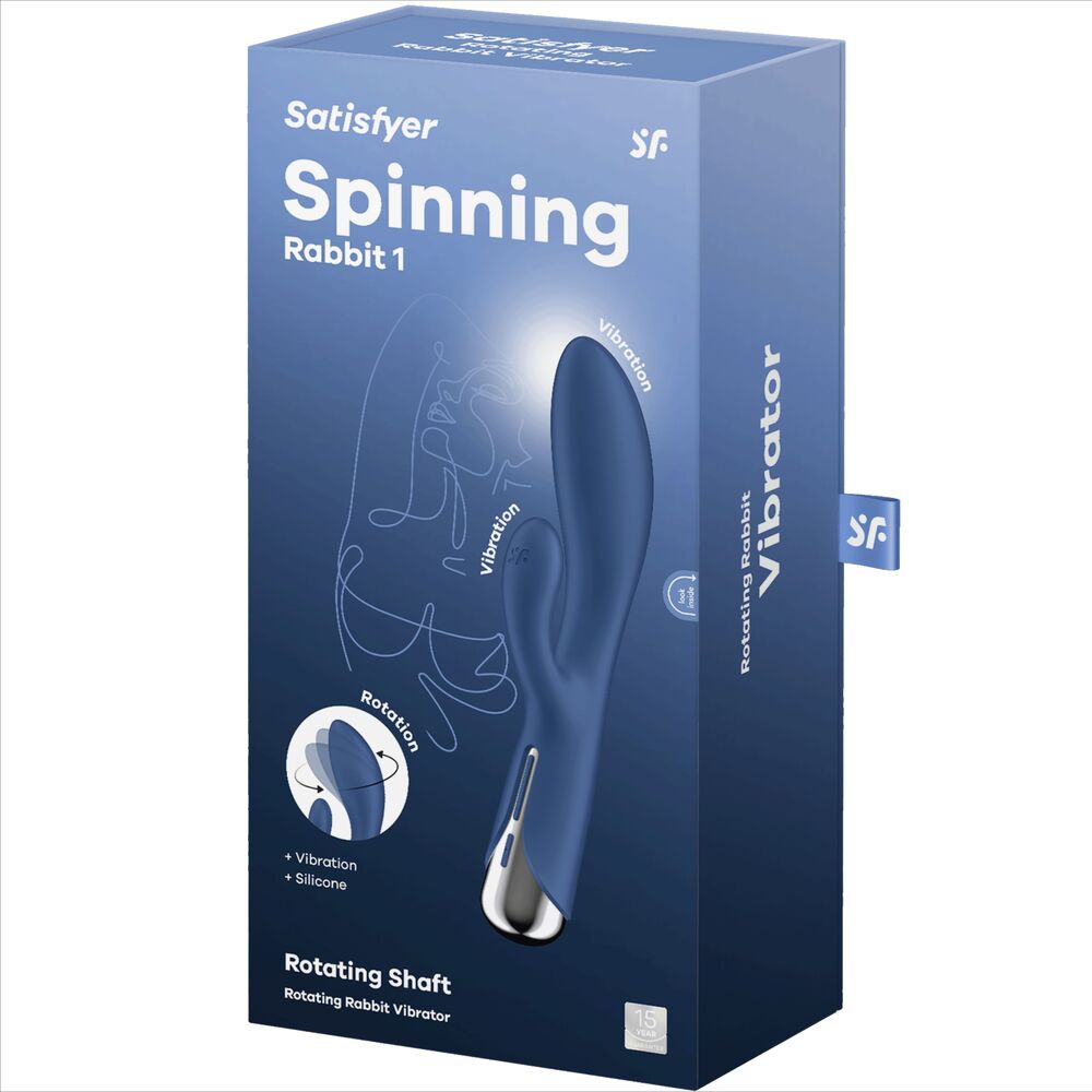 SATISFYER - SPINNING RABBIT 1 CLITORIS AND G-SPOT STIMULATION BLUE - BEIGE - 15
