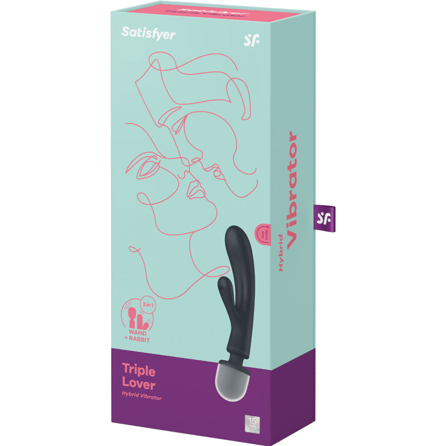 SATISFYER - TRIPLE LOVER RABBIT VIBRATOR MASSAGER GREY - GREY - 14