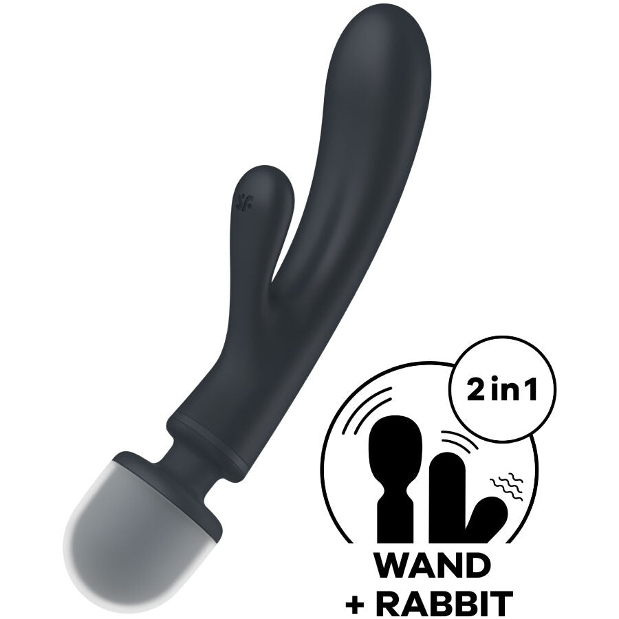 SATISFYER - TRIPLE LOVER RABBIT VIBRATOR MASSAGER GREY - GREY - 13
