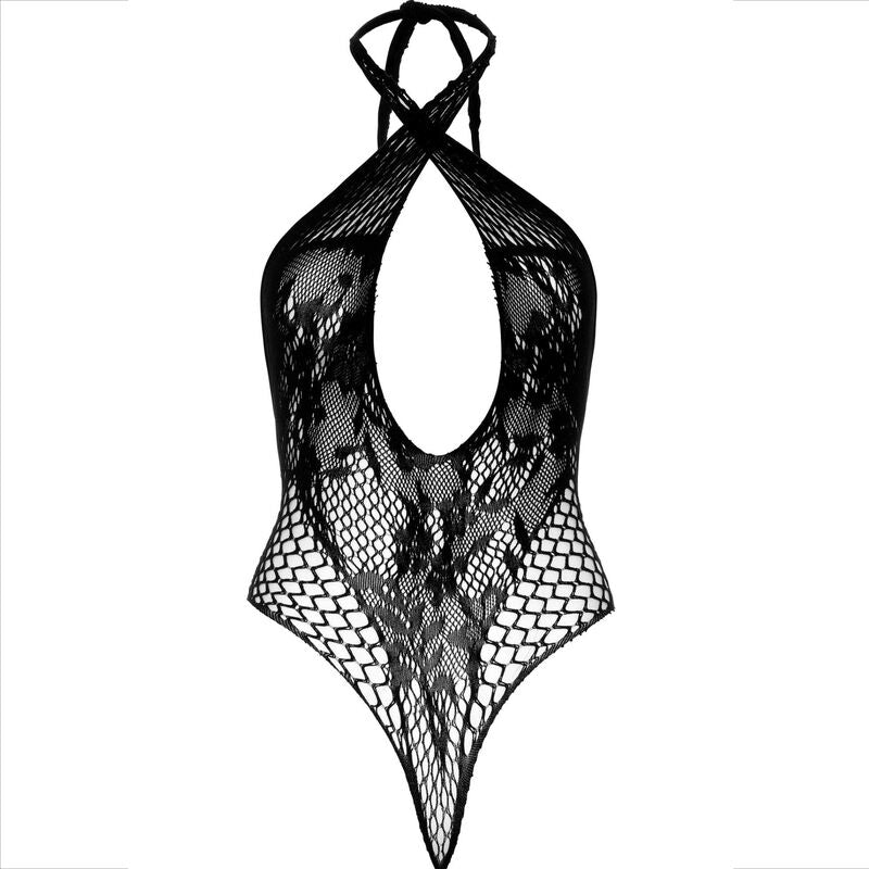 LEG AVENUE - TEDDY HALTER WITH LACE BLACK - 5