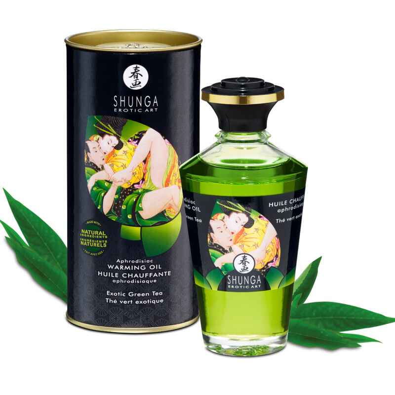 SHUNGA - OLIO DA MASSAGGIO EFFETTO CALORE BIOLOGICO AL TÈ VERDE 100 ML - Secretroomsexyshop