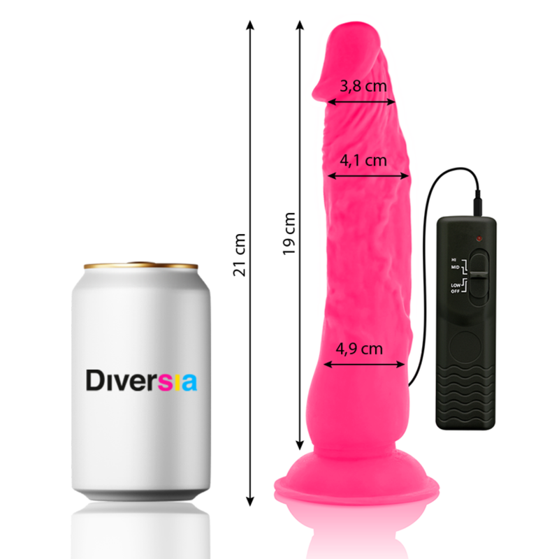 DIVERSIA - FLEXIBLE VIBRATING DILDO PINK 21 CM -O- 4.9 CM - 4