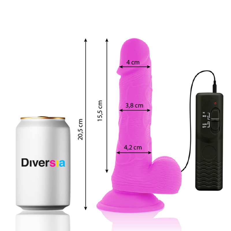 DIVERSIA - FLEXIBLE VIBRATING DILDO PURPLE 20.5 CM -O- 4.2 CM - 6
