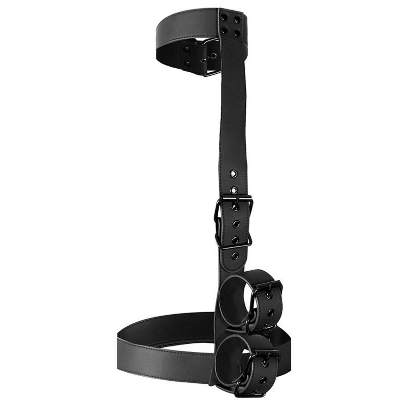 FETISH SUBMISSIVE BONDAGE - COLLAR & WRIST CUFFS BODY RESTRAINT SET - 4