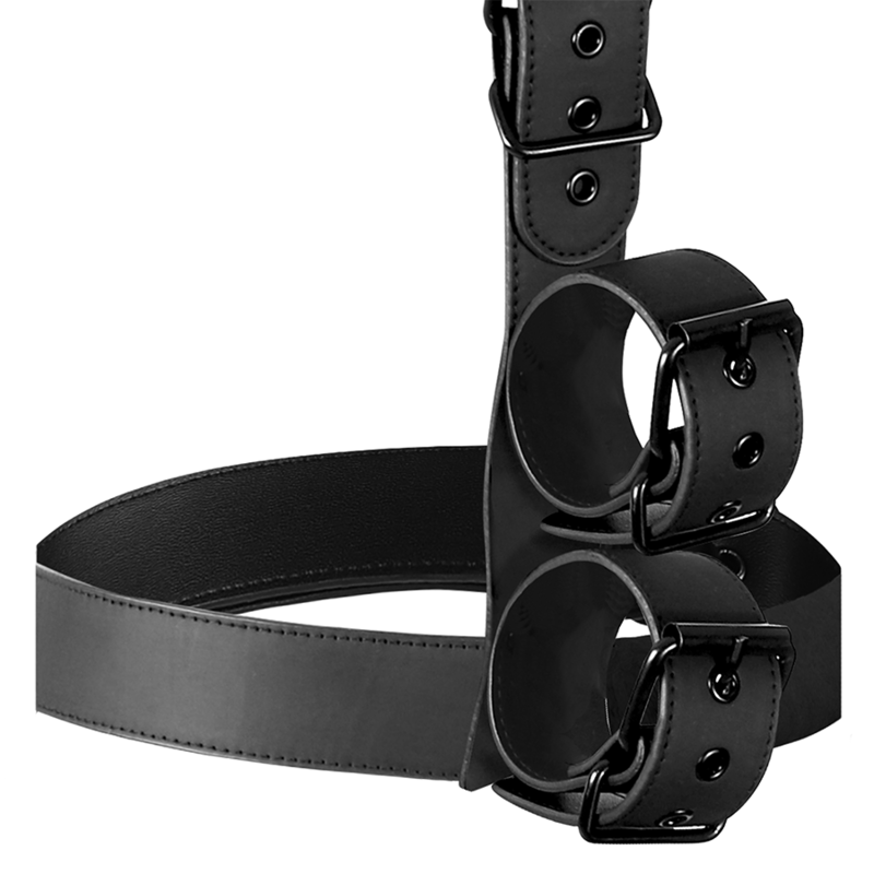 FETISH SUBMISSIVE BONDAGE - COLLAR & WRIST CUFFS BODY RESTRAINT SET - 6