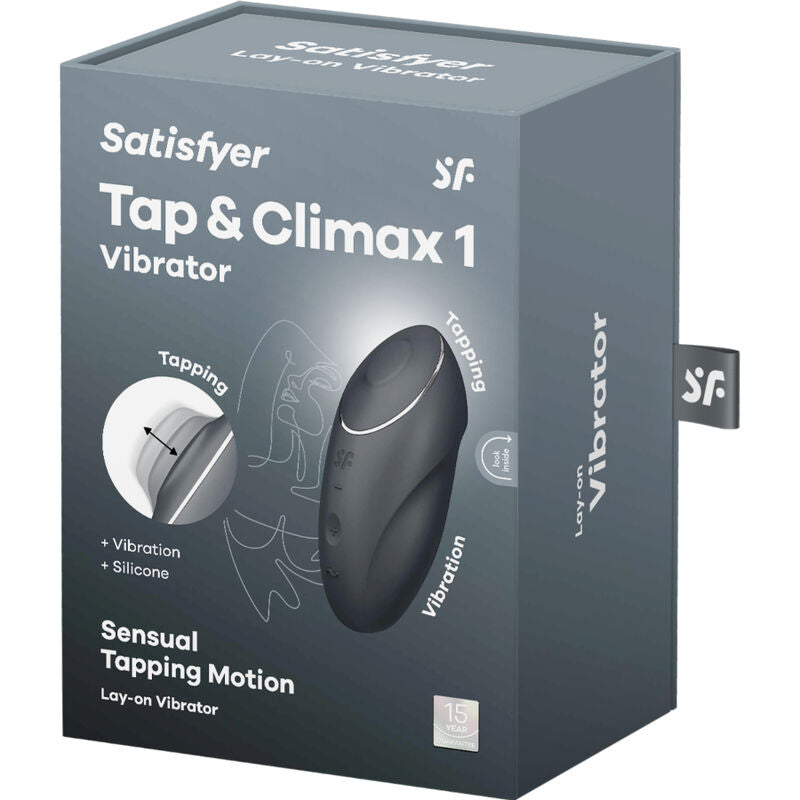 SATISFYER - TAP & CLIMAX 1 LAY-ON VIBRATOR GREY - RED - 10