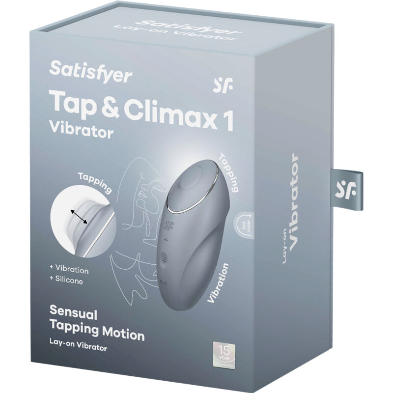 SATISFYER - TAP & CLIMAX 1 LAY-ON VIBRATOR GREY - BLACK - 13