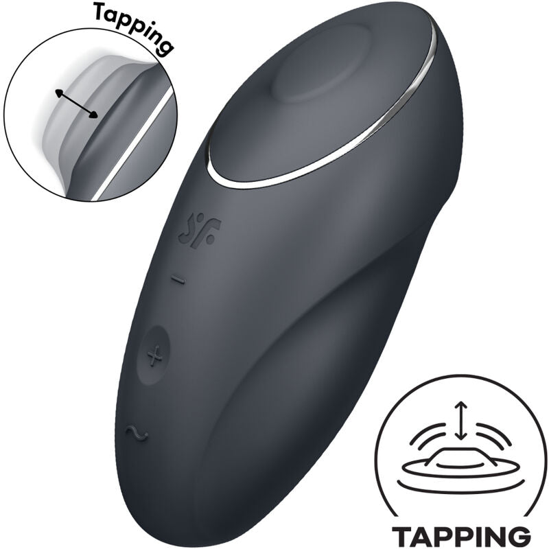 SATISFYER - TAP & CLIMAX 1 LAY-ON VIBRATOR GREY - BLACK - 12