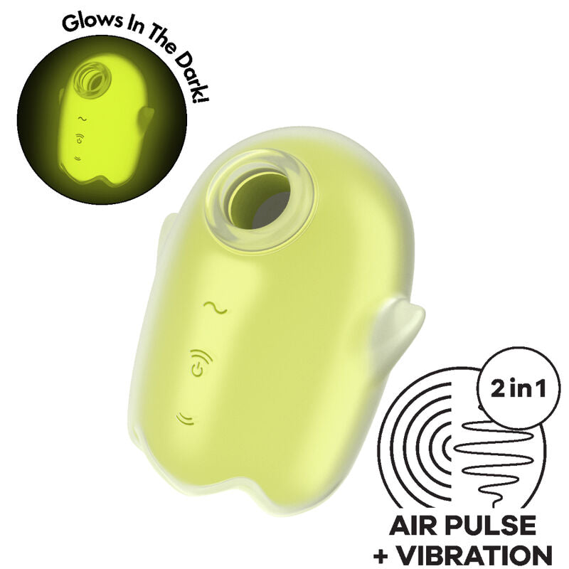 SATISFYER - GLOWING GHOST AIR PULSE & VIBRATOR WHITE - YELLOW - 6