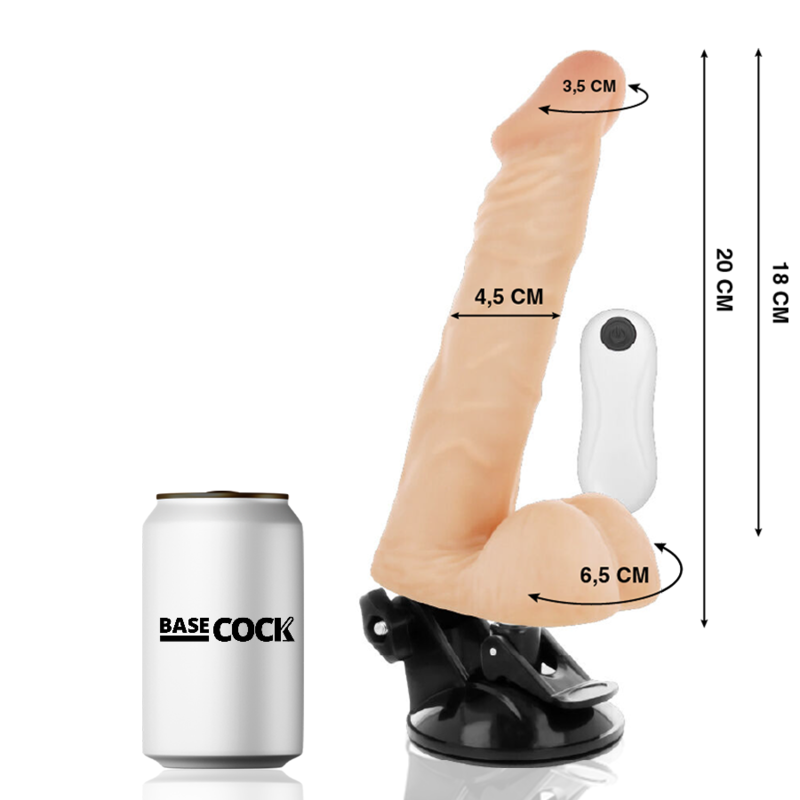 BASECOCK - BLACK REMOTE CONTROL ARTICULATING VIBRATOR 20 CM -OR- 4.5 CM