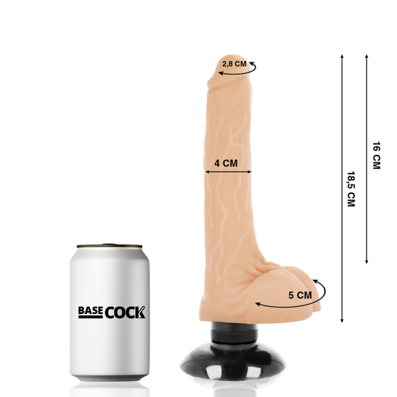 BASECOCK - REALISTIC VIBRATOR 2-1 BLACK 18.5 CM -O- 4 CM - NATURAL - 4