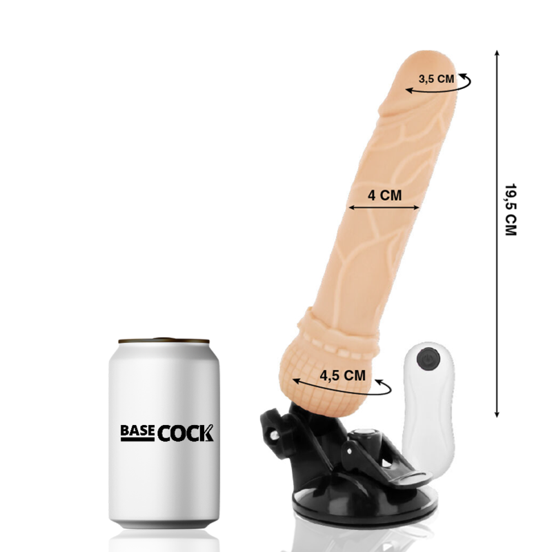 BASECOCK - REALISTIC VIBRATOR REMOTE CONTROL BLACK 19.5 CM -O- 4 CM - NATURAL - 5