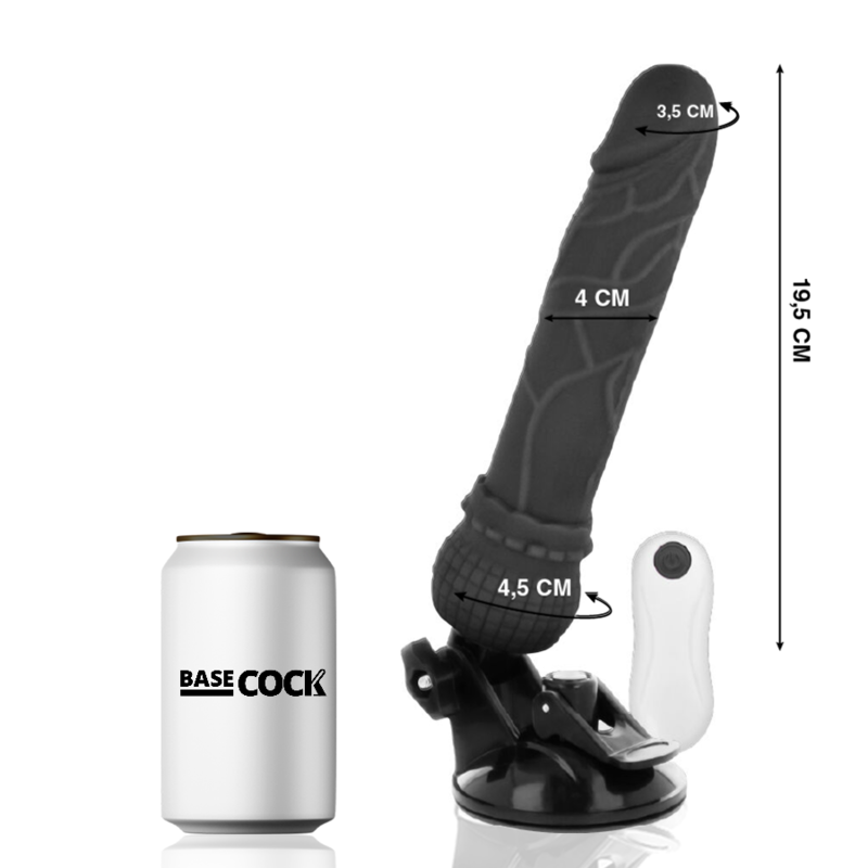 BASECOCK - REALISTIC VIBRATOR REMOTE CONTROL BLACK 19.5 CM -O- 4 CM - BLACK - 9