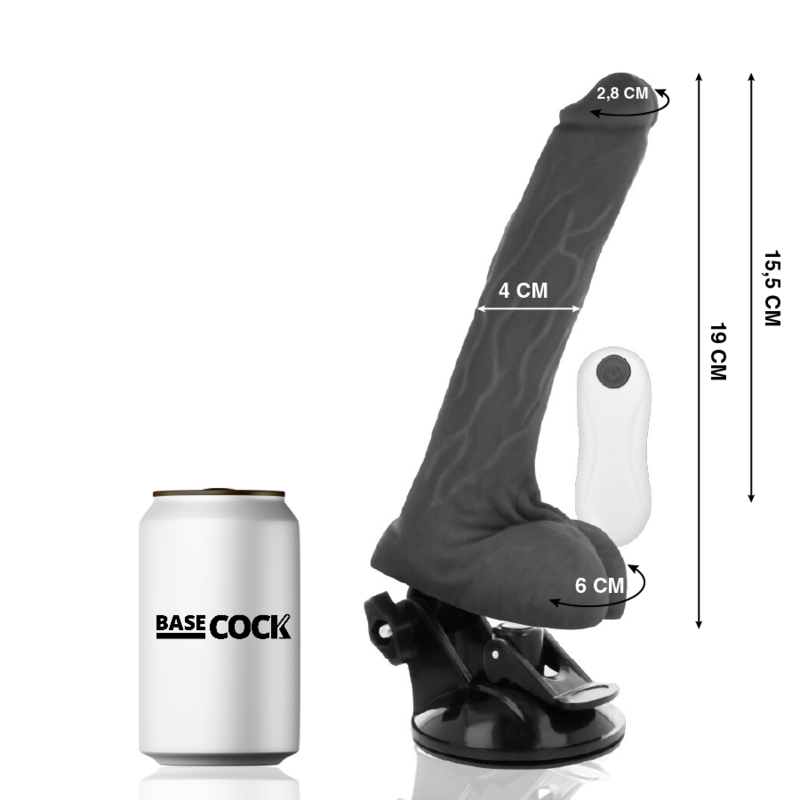 BASECOCK - REALISTIC VIBRATOR REMOTE CONTROL BLACK 19 CM -O- 4 CM - NATURAL - 6