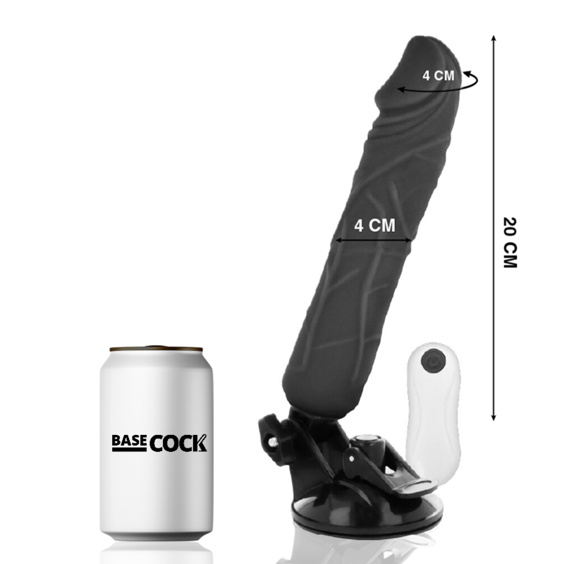 BASECOCK - REALISTIC VIBRATOR REMOTE CONTROL BLACK 20 CM -O- 4 CM - BLACK - 7