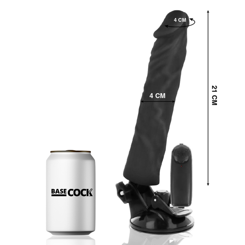 BASECOCK - REALISTIC VIBRATOR REMOTE CONTROL BLACK 21 CM -O- 4 CM - NATURAL - 6
