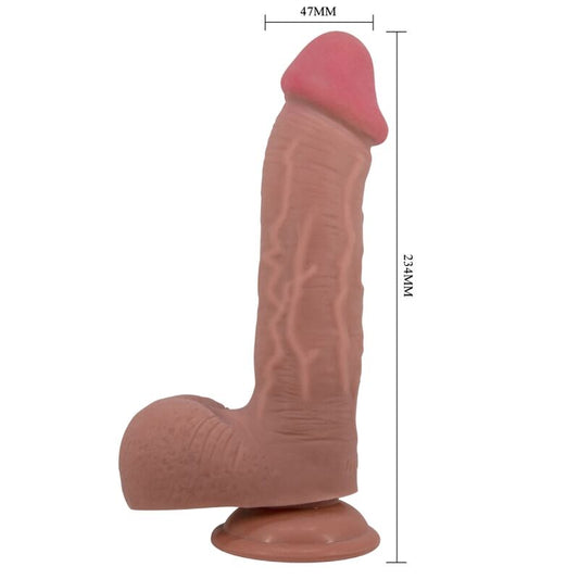 PRETTY LOVE - SLIDING SKIN SERIES REALISTIC DILDO WITH SLIDING SKIN SUCTION CUP BROWN 23.4 CM - 1