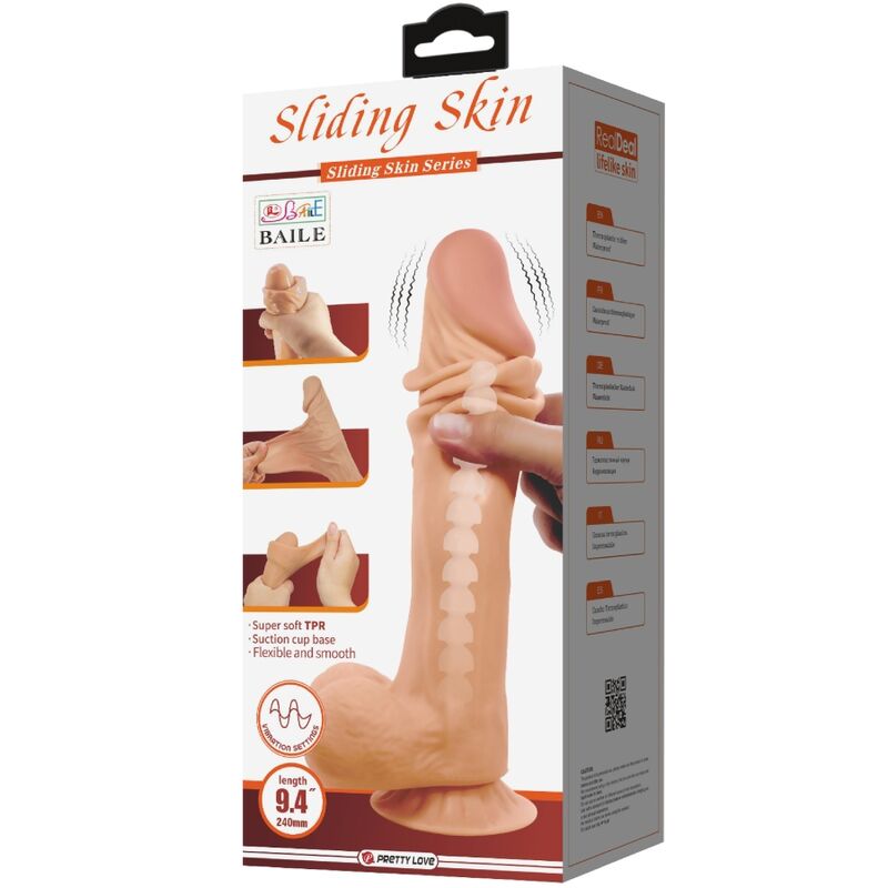 PRETTY LOVE - SLIDING SKIN SERIES REALISTIC DILDO WITH SLIDING SKIN SUCTION CUP REMOTE CONTROL FLESH 24 CM - 3