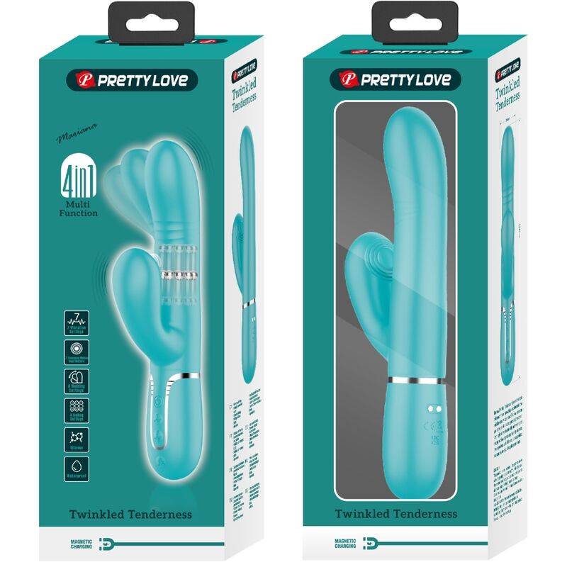 PRETTY LOVE - VIBRATEUR MULTIFONCTION POINT G VERT AQUA