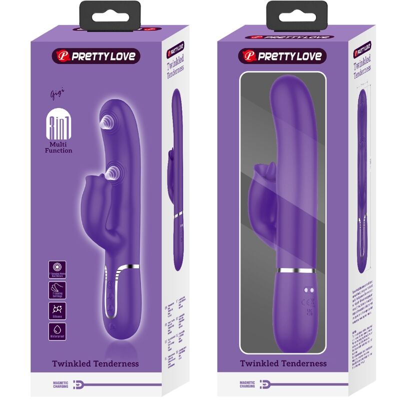 PRETTY LOVE - RABBIT VIBRATOR WITH LICKING PURPLE - 3