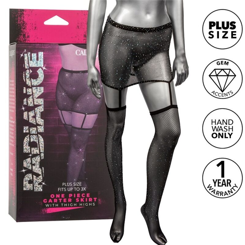 CALEXOTICS - RADIANCE GARTER SKIRT THIGH HIGHS PLUS SIZE - 2