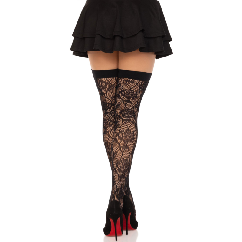 LEG AVENUE - WILD ROSES NET STOCKS BLACK - 2