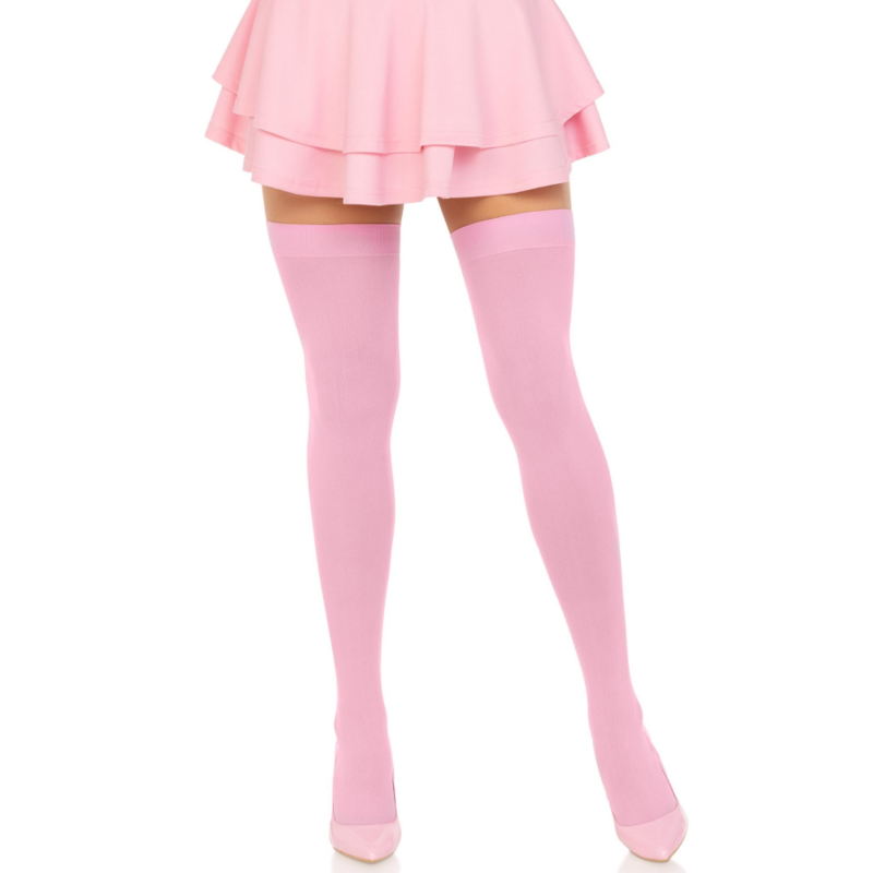LEG AVENUE - NYLON THIGH HIGHS PINK - 4