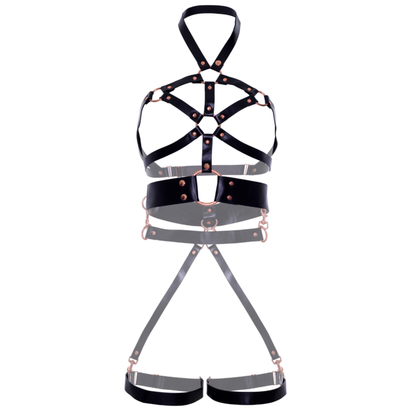 LEG AVENUE - VEGAN BLACK LEATHER HARNESS L