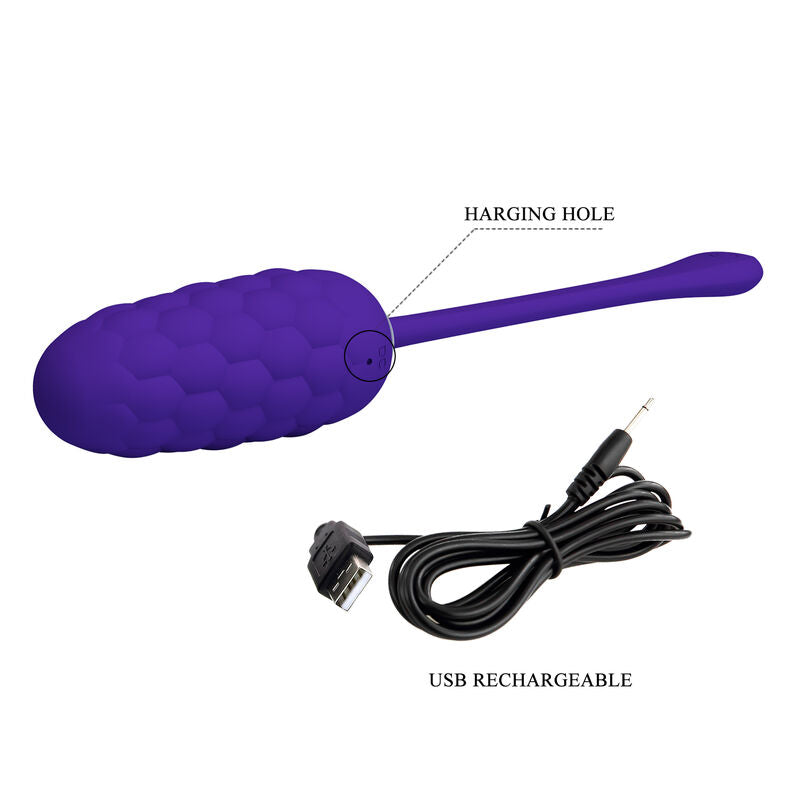 PRETTY LOVE - VIBRATING EGG WITH PURPLE RECHARGEABLE MARINE TEXTURE - 8