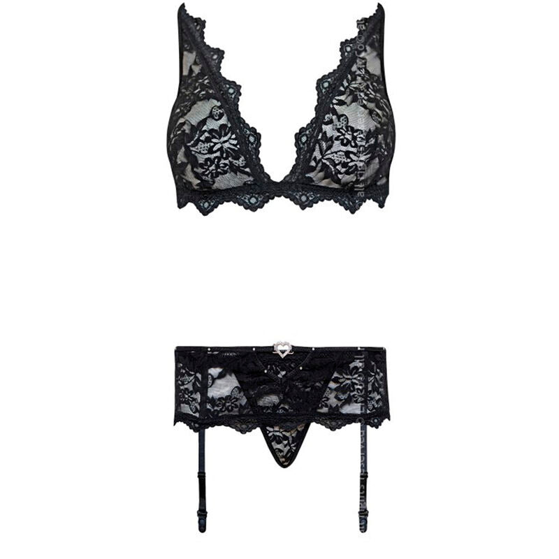 LIVCO CORSETTI FASHION - BELITA LC 90231 BRA + PANTY + GARTER BELT BLACK S/M - 1