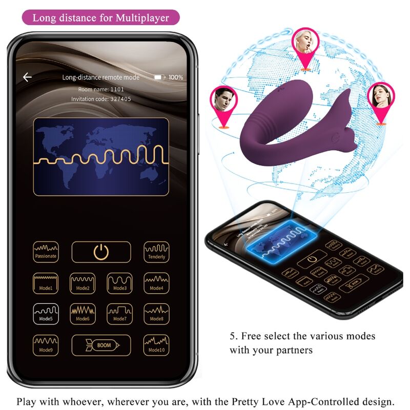 PRETTY LOVE - JAYLEEN VIBRATOR APP REMOTE CONTROL PURPLE - 2