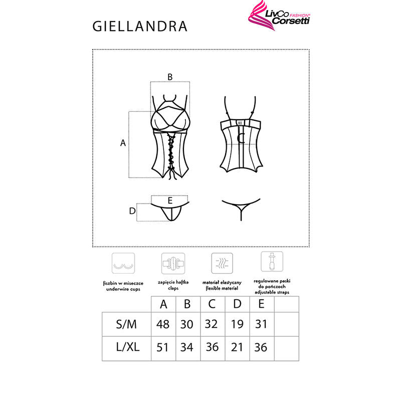LIVCO CORSETTI FASHION - GIELLANDRA FOR THE SENSES COLLECTION CORSET + PANTY BLACK L/XL - L/XL - 10