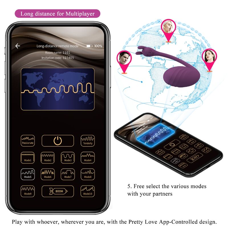 PRETTY LOVE - CATALINA VIBRATOR APP REMOTE CONTROL PURPLE - 3