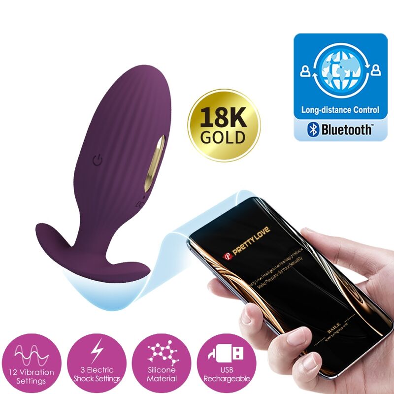 PRETTY LOVE - JEFFERSON APP CONTROLLED ANAL PLUG PURPLE - 18