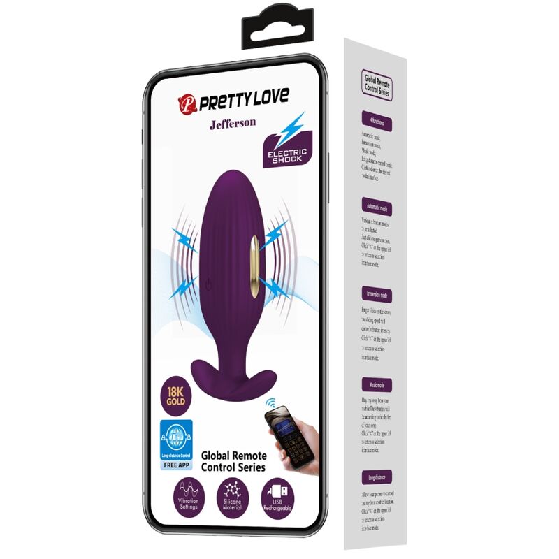 PRETTY LOVE - JEFFERSON APP CONTROLLED ANAL PLUG PURPLE - 13
