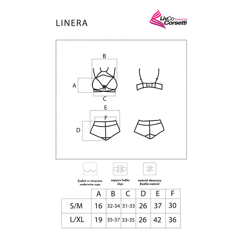 LIVCO CORSETTI FASHION - LINERA FOR THE SENSES COLLECTION BRA + PANTY BLACK L/XL - S/M - 6