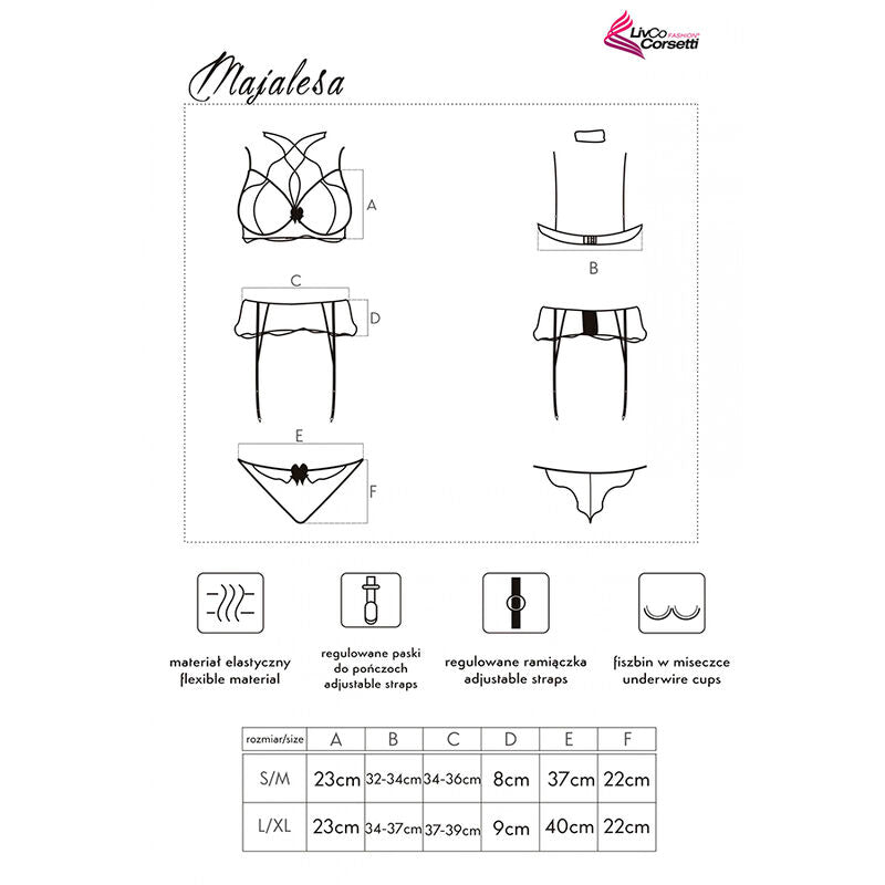 LIVCO CORSETTI FASHION - MAJALESA LC 90526 BRA + GARTER BELT + PANTY BLACK - L/XL - 7