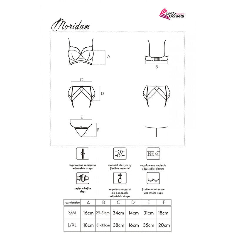 LIVCO CORSETTI FASHION - MORIDAM LC 90552 BRA + GARTER BELT + PANTY NEGRO - L/XL - 9