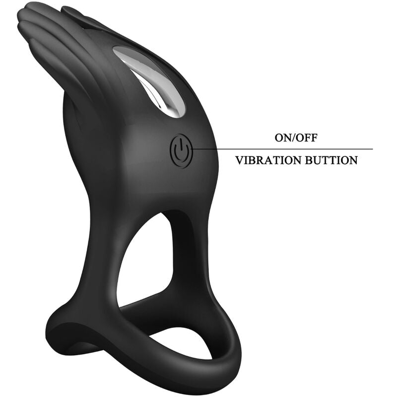 PRETTY LOVE - ANNEAU PÉNIS VIBRANT SILAS 7 VIBRATIONS SILICONE NOIR