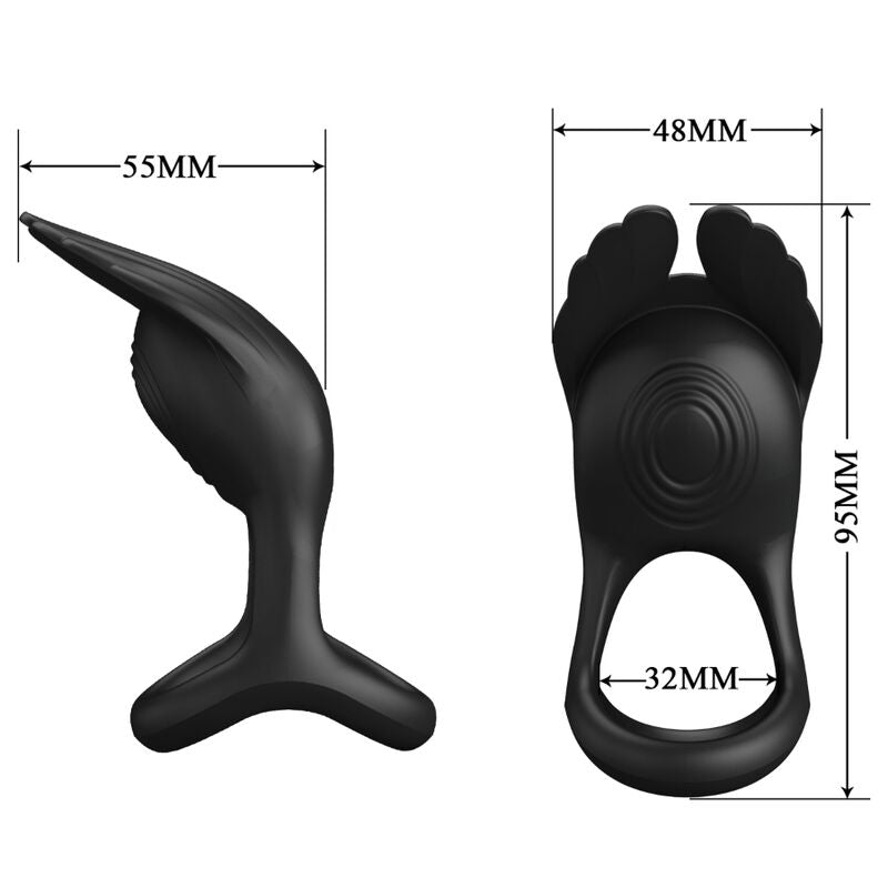 PRETTY LOVE - SILAS VIBRANT PENIS RING 7 VIBRATIONS BLACK SILICONE - 6