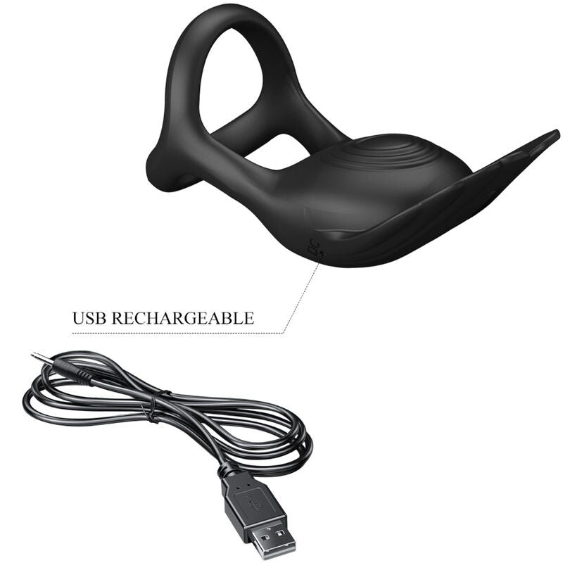 PRETTY LOVE - SILAS VIBRANT PENIS RING 7 VIBRATIONS BLACK SILICONE - 8