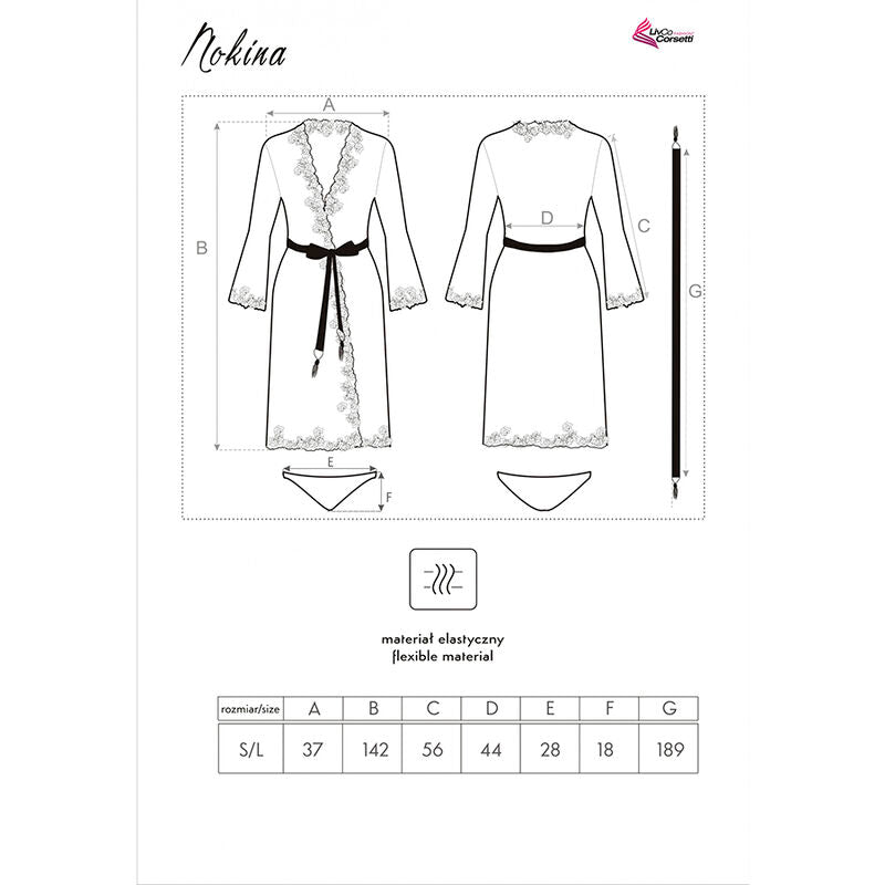 LIVCO CORSETTI FASHION - NOKINA LC XG055 ROBE DE CHAMBRE + CULOTTE NOIRE TAILLE UNIQUE