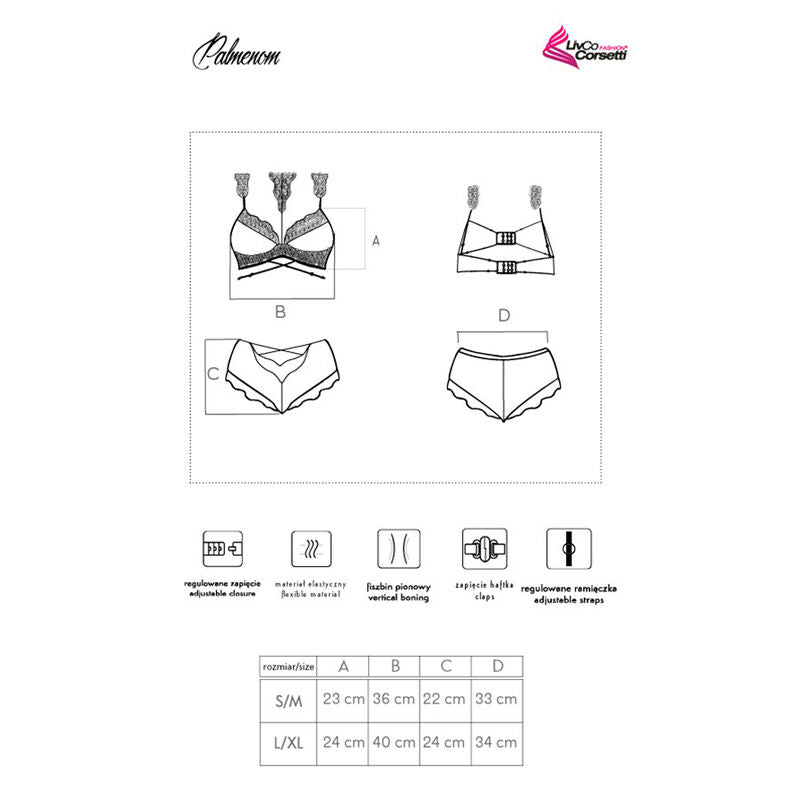 LIVCO CORSETTI FASHION - PALMENOM LC 90614 BRA + PANTY BLACK - L/XL - 10