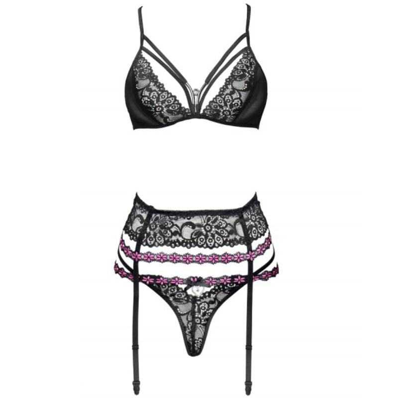 LIVCO CORSETTI FASHION - SNEHANA LC 90443 BRA + GARTER BELT + PANTY BLACK - L/XL - 10