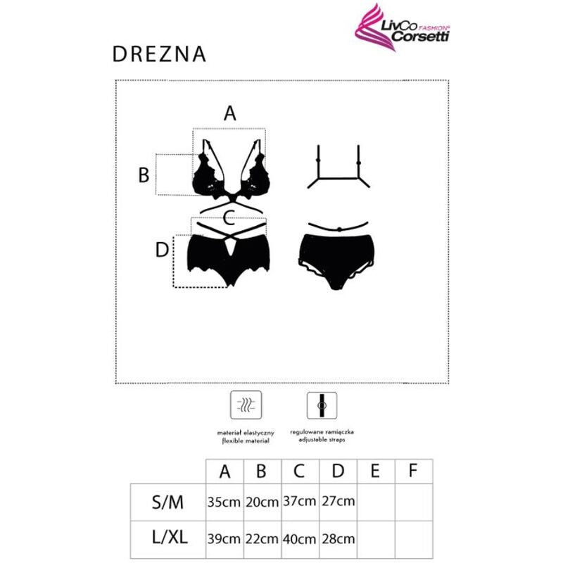 LIVCO CORSETTI FASHION - DREZNA LC 90733 BRA + BLACK PANTS L/XL