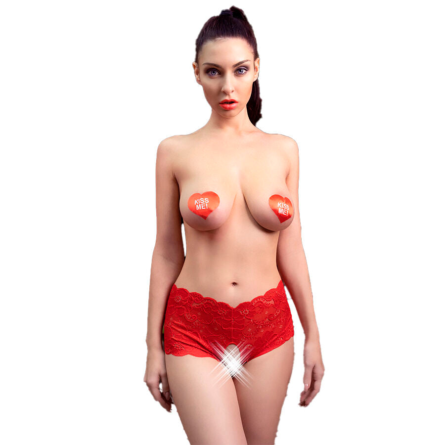CHILIROSE - CR 4641 PANTIES CROTCHLESS RED S/M - L/XL / RED - 2