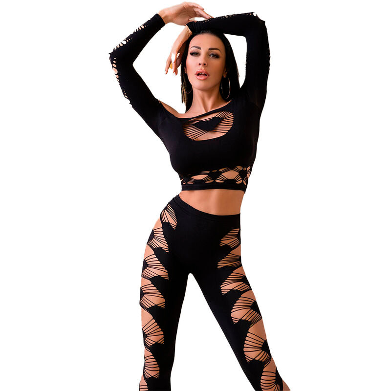 CHILIROSE - CR 4436 TOP & LEGGINS BLACK S/L - 3